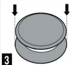 Diagram of a circular object with two arrows pointing downward, labeled '3' (no text or symbols on the object itself)