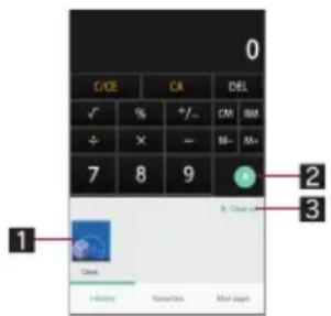 0 G/DE CA DEL ✓ % +/- CM RM ÷ × — MB- 7 8 9 2 3 1 Clock History Transaction More again