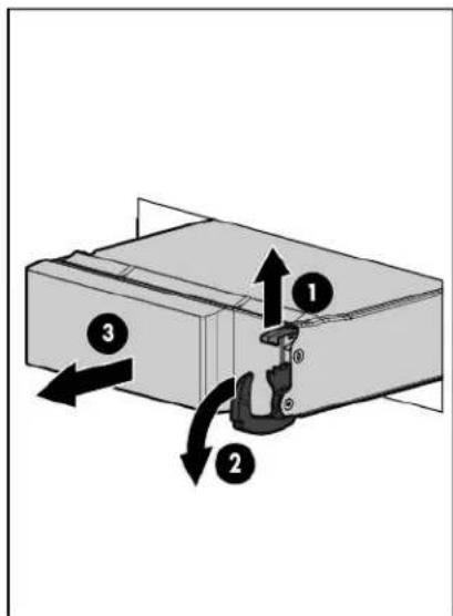 Diagram of a mechanical assembly with numbered components and directional arrows indicating motion or force