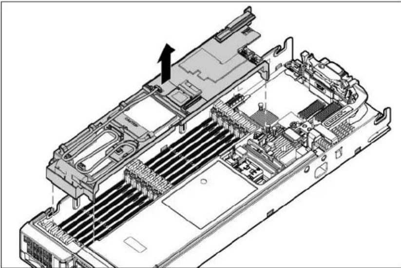 Technical line drawing of an internal electronic device with visible circuitry and mounting brackets (no text or symbols)