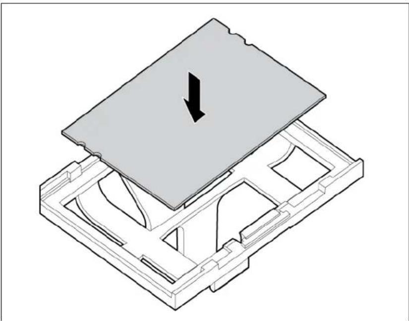 Isometric technical diagram of a mechanical component with a downward arrow indicating a feature (no text or symbols present)