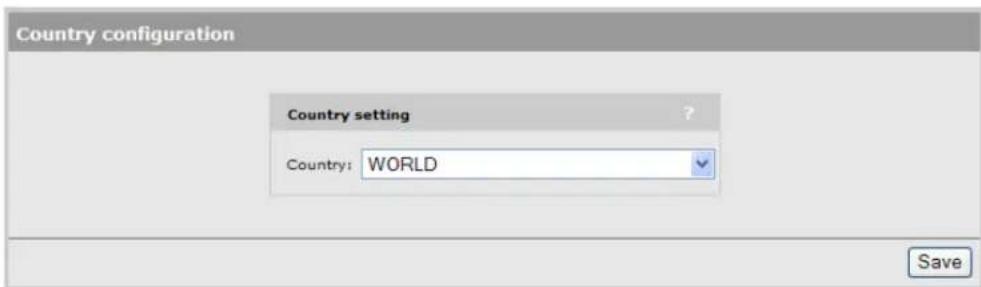 Country configuration Country setting Country: WORLD Save
