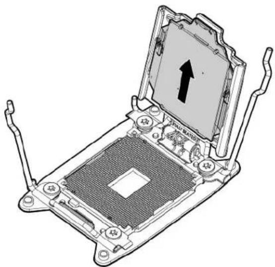 Technical line drawing of an internal processor housing with a highlighted top component (no text or symbols)