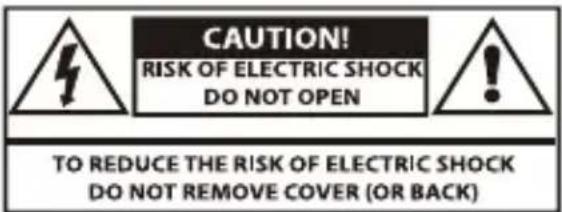 CAUTION! RISK OF ELECTRIC SHOCK DO NOT OPEN TO REDUCE THE RISK OF ELECTRIC SHOCK DO NOT REMOVE COVER (OR BACK)