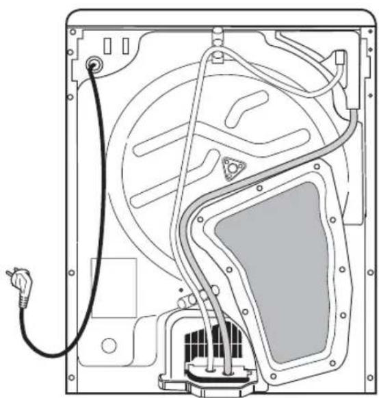 Technical line drawing of a front view of a washing machine (no text or symbols present)