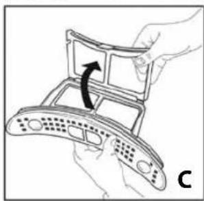 Illustration of a hand holding a device with a curved panel and a black arrow indicating rotation (no text or symbols)