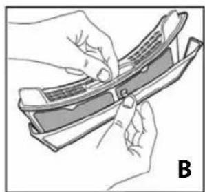 Illustration of hands holding a device with a grid-patterned handle (no text or symbols)