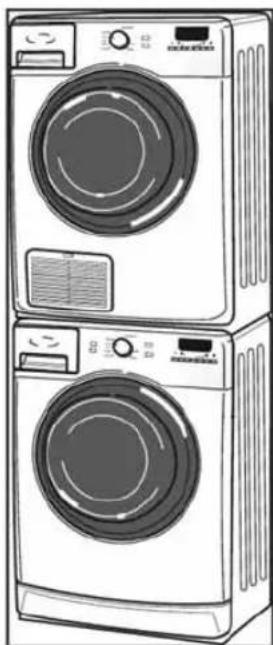 Line drawing of two large washing machines with circular gauges and control knobs (no text or symbols)