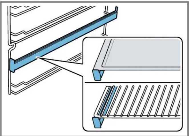 Technical diagram showing a blue structural element inserted into a panel, with an inset close-up of the component (no text or symbols present)