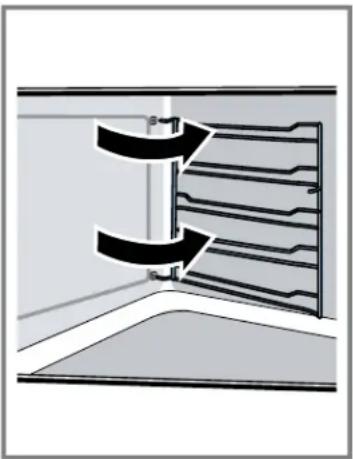 Diagram of a mechanical or structural assembly with two curved arrows indicating direction, no text or symbols present.