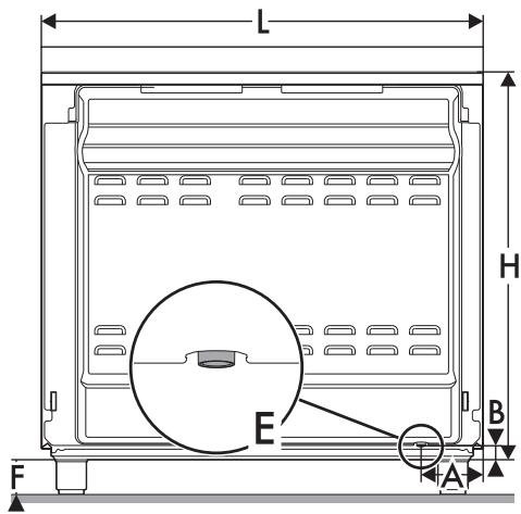 SMEG CX60ISVT9 - Apparatets mål: placering af strømtilslutningerne (mm) - 1