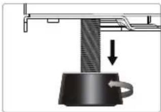 Diagram of a mechanical device with a downward arrow indicating force or movement (no text or symbols present)