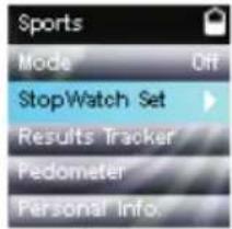 Sports Mode Off StopWatch Set Results Tracker Pedometer Personal info.