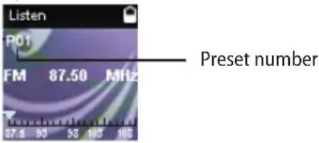 Listen R01 FM 87.50 MHz Preset number