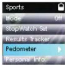 Sports Mode Off StopWatch Set Results Tracker Pedometer Personal Info.