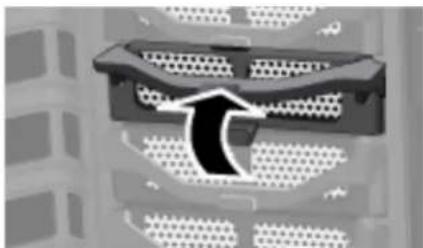 Close-up of a mechanical component with a circular arrow indicating rotation or force, surrounded by grid patterns (no text or symbols)