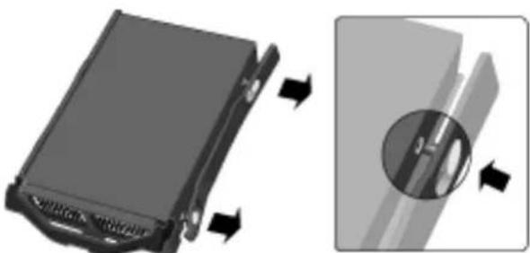 Diagram showing a device component being processed with arrows indicating motion, alongside a magnified view of the internal structure (no text or symbols present)