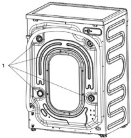 Technical line drawing of a mechanical housing with internal components and mounting holes (no text or symbols)