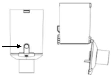 Technical line drawing of a mechanical device with two views (top and side), no text or symbols present.