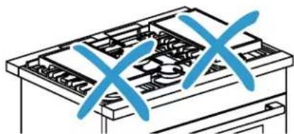 Diagram of a storage unit with two blue 'X' symbols overlaying the panel (no text or labels)