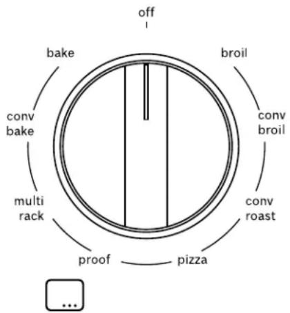 graph TD A["off"] --> B["bake"] B --> C["conv bake"] C --> D["multi rack"] D --> E["proof"] E --> F["pizza"] F --> G["conv roast"] G --> H["conv broil"] H --> I["broil"] I --> J["conv broil"]