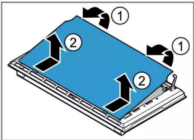 Diagram showing two labeled panels with directional arrows indicating movement or flow, likely illustrating a mechanical or electrical system.