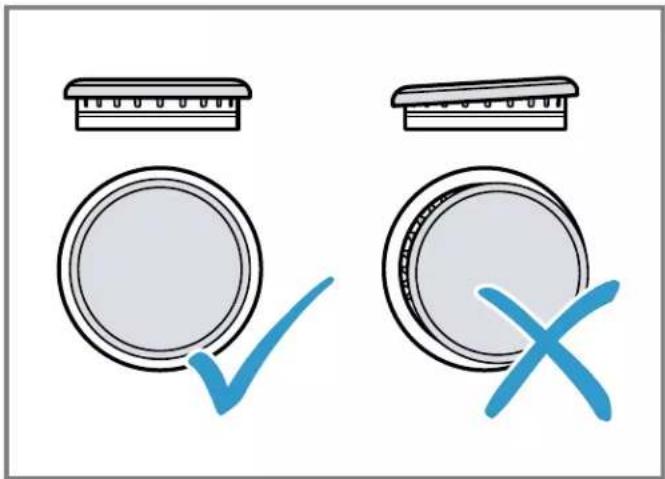 Diagram showing two circular objects with different shapes and checkmark indicators, one marked with a blue X symbol.