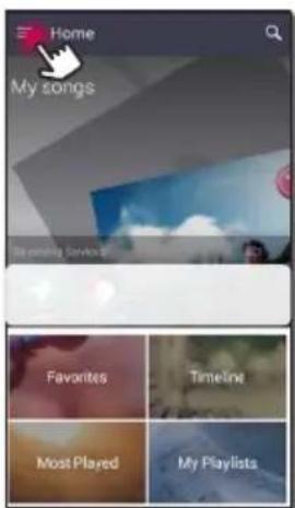 Home My songs Favorites Timeline Most Played My Playlists