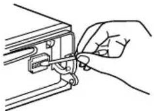 Line drawing of a hand adjusting a mechanical component (no text or symbols)