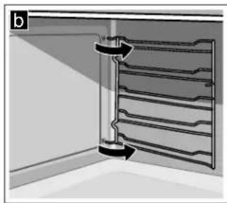 Diagram of a vertical shelf with a handle and rack, no text or symbols present