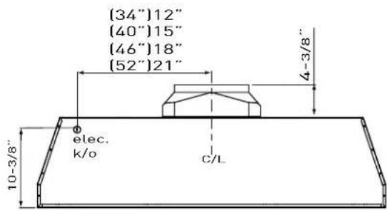 (34")12" (40")15" (46")18" (52")21" 4-3/8" 10-3/8" elec. k/o C/L