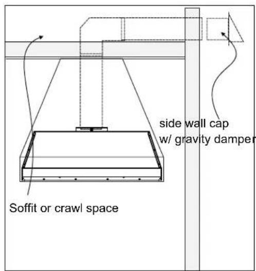 side wall cap w/ gravity damper Soffit or crawl space