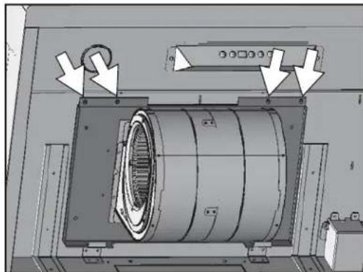 Technical diagram of a mechanical assembly with directional arrows indicating motion or force (no text or symbols present)