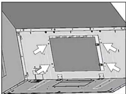Diagram of a room interior with directional arrows indicating movement or flow (no text or symbols present)
