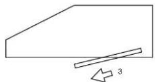 Simple line drawing of a trapezoidal shape with a diagonal line and an arrow labeled '3' (no text or symbols beyond the number)