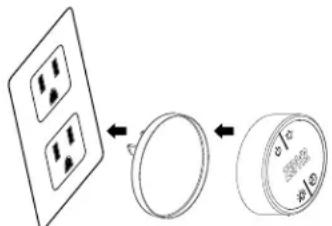 Diagram showing a device with four black dots arranged in two rows, connected to a circular component and finally into a cylindrical container with diameter markings.