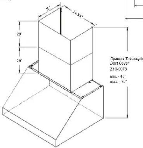 15° 21-34° 29' 29' Optional Telescopic Duct Cover Z1C-0078 min. - 48° max. - 75°