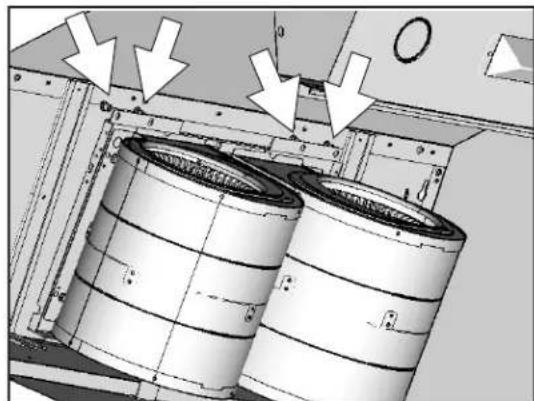 Technical diagram of a mechanical assembly with cylindrical components and mounting brackets (no visible text or symbols)