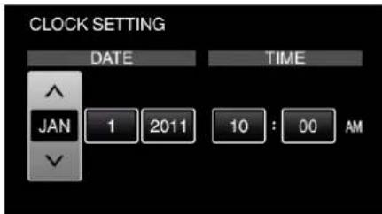 CLOCK SETTING DATE TIME ^ JAN 1 2011 10 : 00 AM