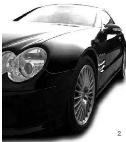 Black and white exterior view of a luxury sports car (no visible text or symbols)