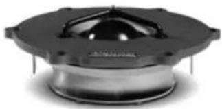 Close-up of a black speaker component with metallic base and dome (no visible text or symbols)