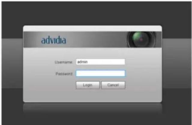 advidia Username: admin Password: Login Cancel