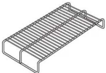 Isometric line drawing of a rectangular metal grate or rack structure (no text or symbols)