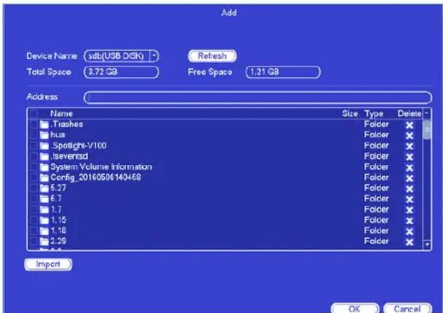 Add Device Name:sdb(USB DISK) Refresh Total Space 3.72 GB.Free Space 1.21 GB Address Name Size Type Delete .Trashes Folder hua Folder .Spotlight-V100 Folder .lseventsd Folder .System Volume Information Folder .Config_20160506140459 Folder 6.27 Folder 6.7 Folder 1.7 Folder 1.15 Folder 1.18 Folder 2.2…