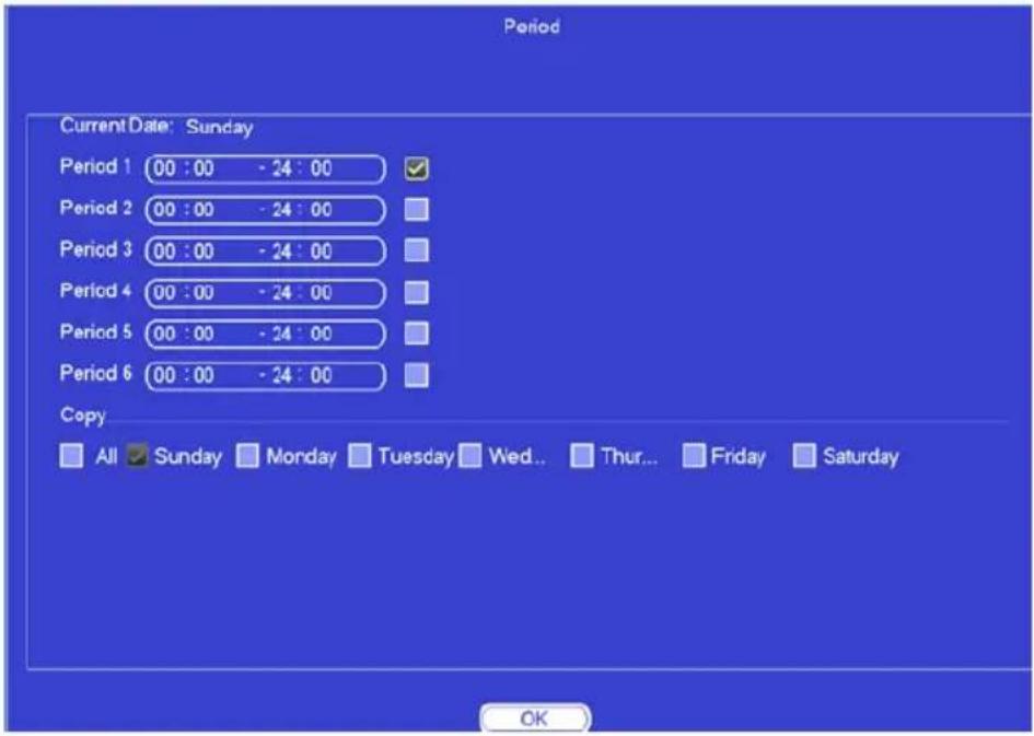 Period Current Date: Sunday Period 1 00 : 00 - 24 : 00 ✓ Period 2 00 : 00 - 24 : 00 Period 3 00 : 00 - 24 : 00 Period 4 00 : 00 - 24 : 00 Period 5 00 : 00 - 24 : 00 Period 6 00 : 00 - 24 : 00 Copy All Sunday Monday Tuesday Wed... Thur... Friday Saturday OK