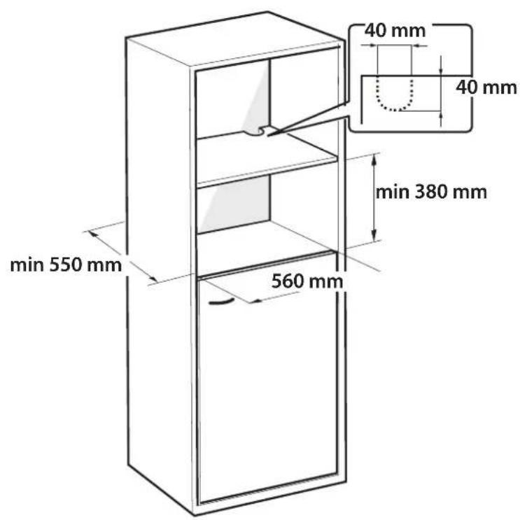40 mm 40 mm min 380 mm 560 mm min 550 mm