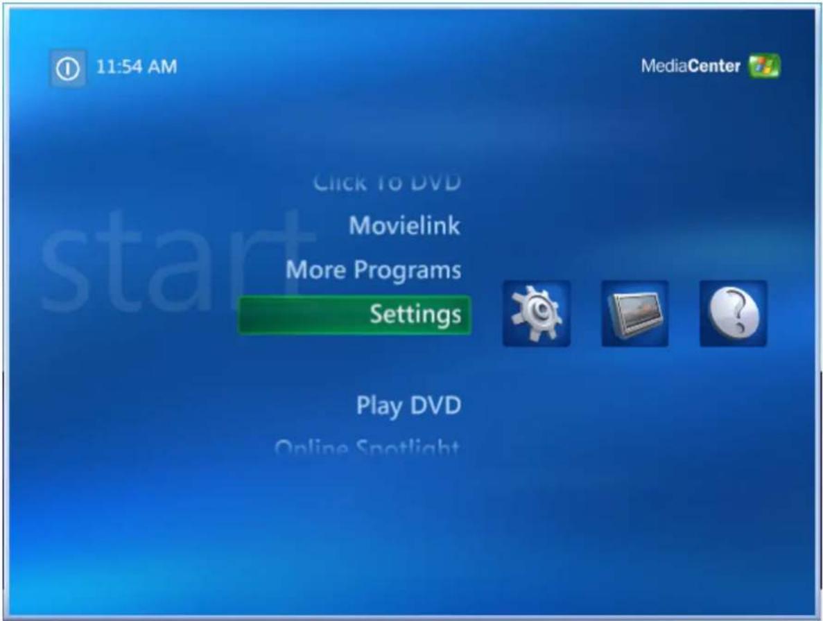 11:54 AM MediaCenter Click To DVD Movielink More Programs Settings Play DVD Online Spotlight