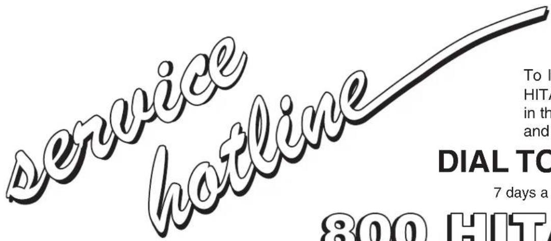 service hotline To I HITA in th and DIAL TO 7 days a 800 HITA