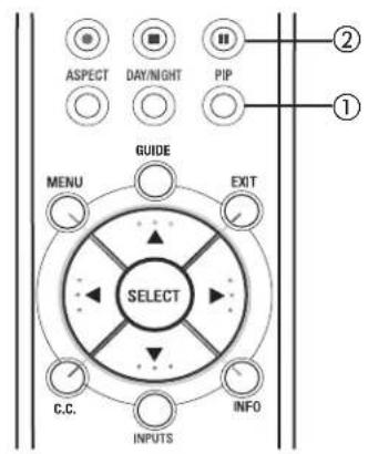 ASPECT DAY/NIGHT PIP GUIDE MENU EXIT SELECT C.C. INFO INPUTS