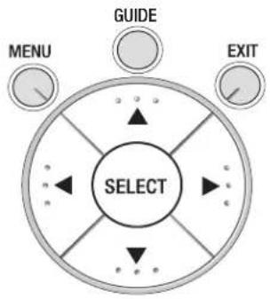 graph TD A["MENU"] --> B["SELECT"] C["GUIDE"] --> B D["EXIT"] --> B B --> E["Arrow Up Left"] B --> F["Arrow Up Right"] B --> G["Arrow Down Left"] B --> H["Arrow Down Right"]